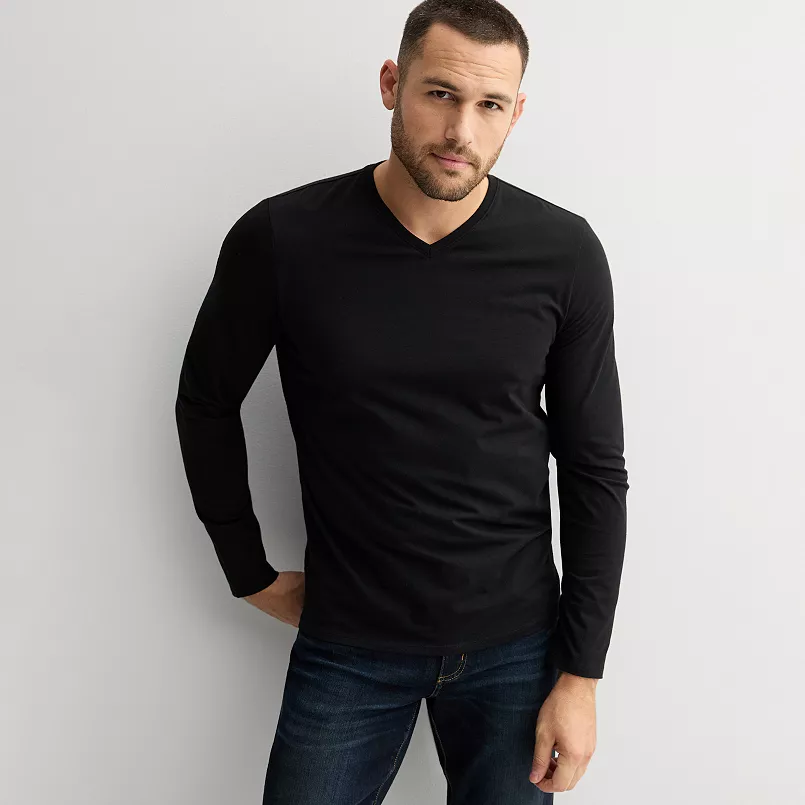 Men’s Apt. 9 Premier Flex Long Sleeve V-Neck Tee